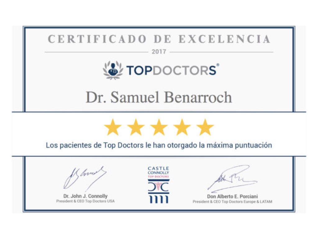 Certificado excelencia doctor Samuel Benarroch